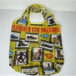Wolky Reusable Bag Yellow Foldable Shoes Compact Shopping Bag Retro‎ Groovy